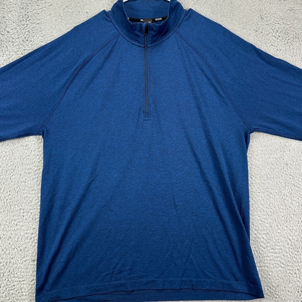 Rhone Shirt Mens XL Pullover Quarter Zip Blue Heathered Performance EUC
